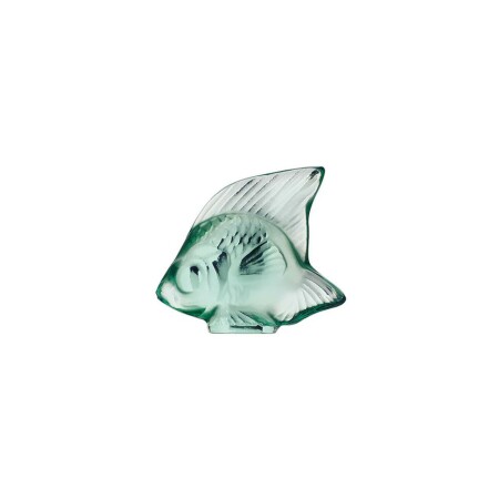 Sculpture Lalique Poisson en cristal vert menthe