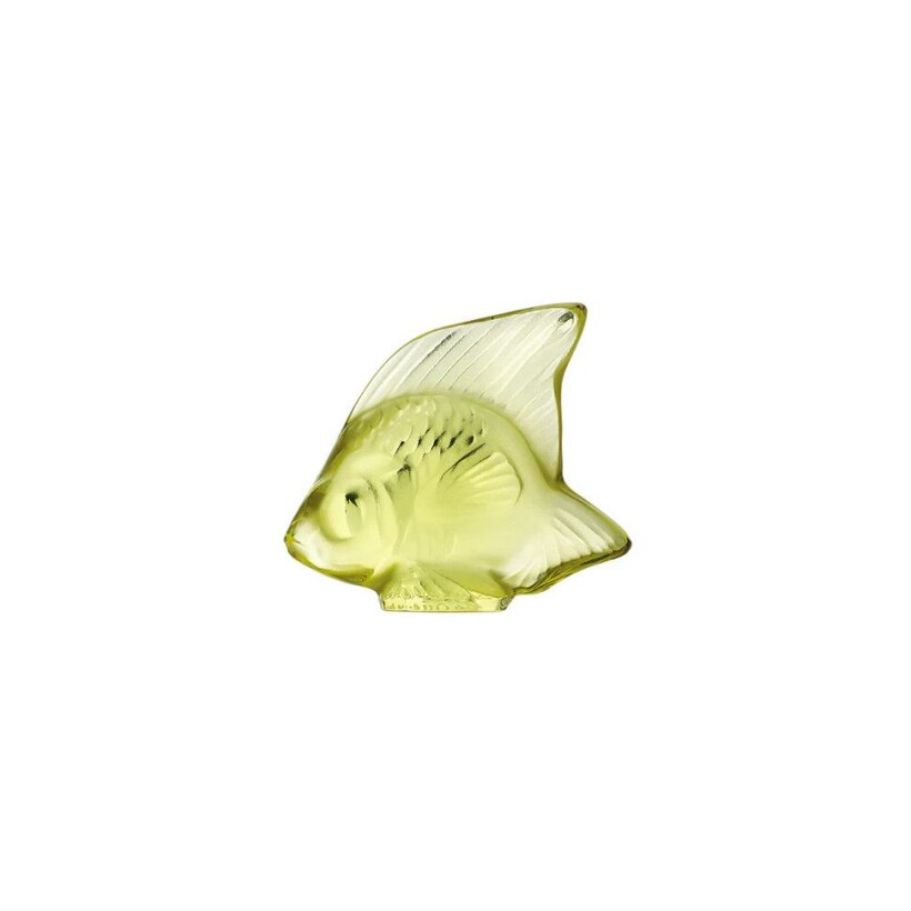 Sculpture Lalique Poisson en cristal jaune soleil