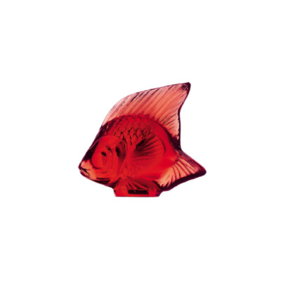 Sculpture Lalique Poisson en cristal rouge