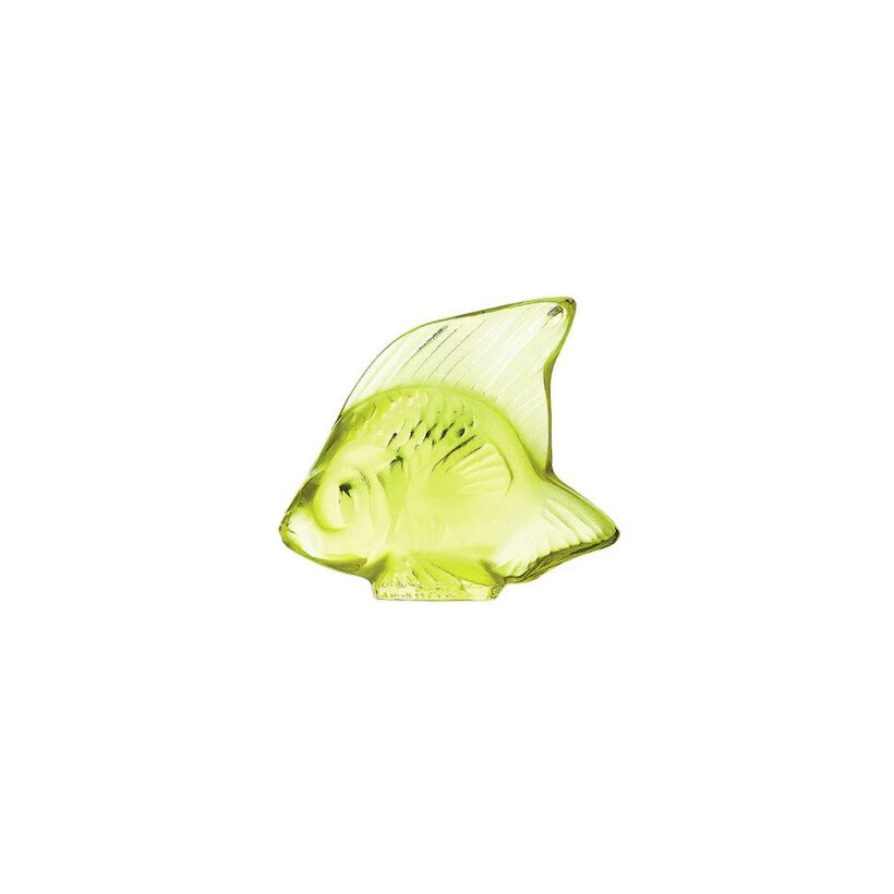 Sculpture Lalique Poisson en cristal vert anis