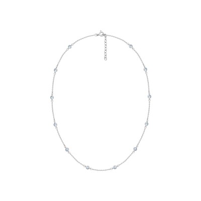 Collier en argent rhodié et oxyde de zirconium bleu ciel