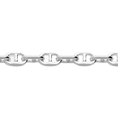 Chaîne maille forçat marine en argent rhodié