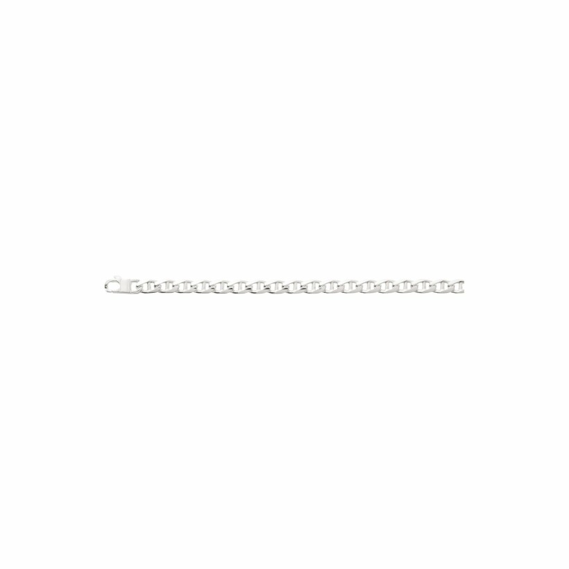 Bracelet maille marine en argent rhodié, 21cm