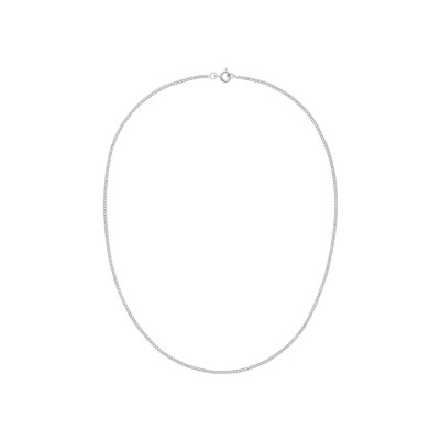 Collier chaîne maille gourmette lapidée en argent rhodié, taille 60cm