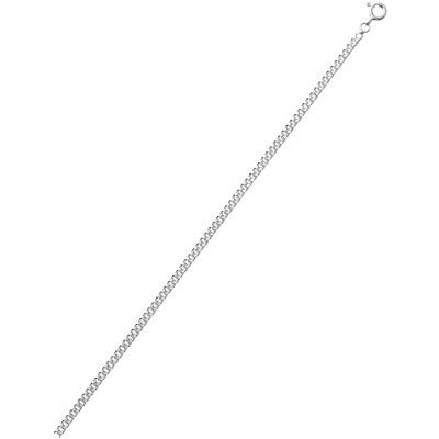 Collier chaîne maille gourmette lapidée en argent rhodié, taille 45cm