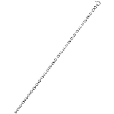 Collier chaîne maille forçat lapidée en argent rhodié, taille 70cm