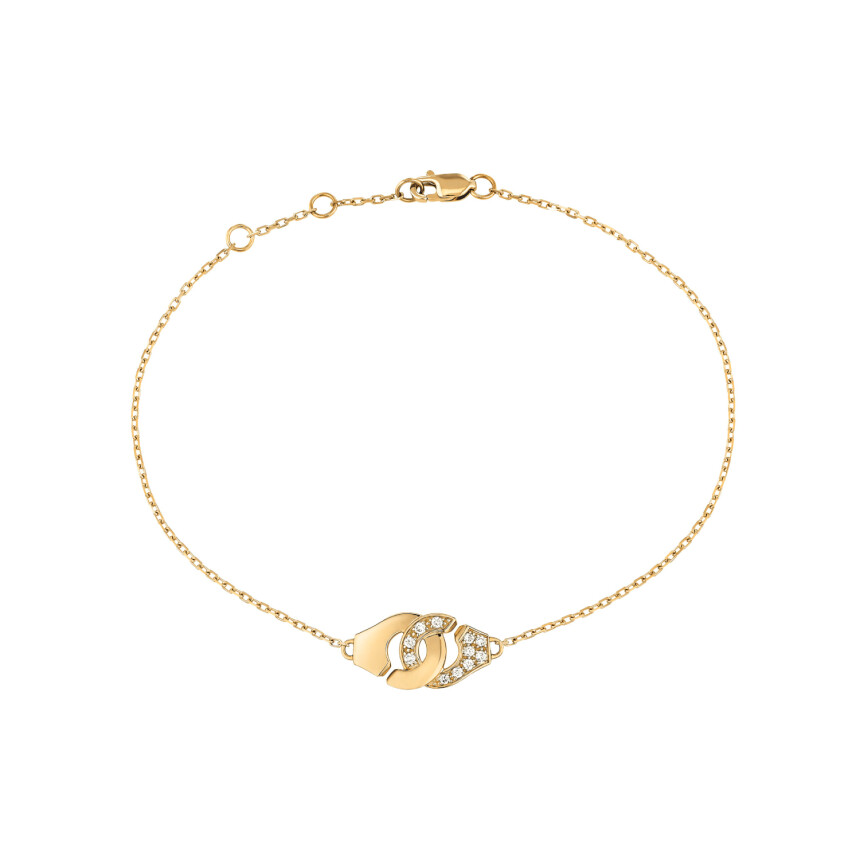 Menottes dinh van R8 bracelet, yellow gold and diamonds