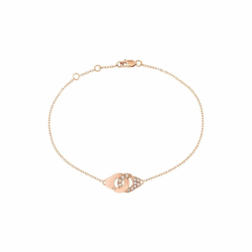 Bracelet Menottes dinh van chaîne forçat R8 en or rose et diamants
