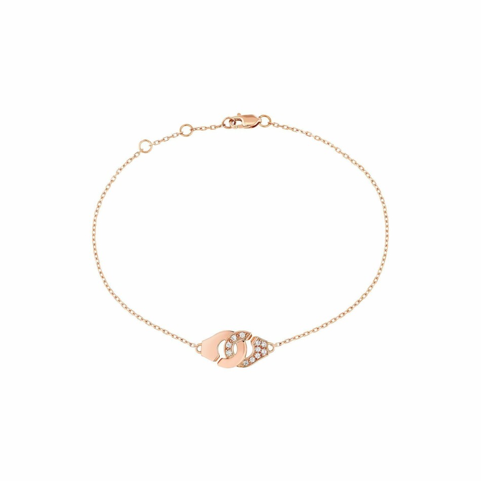 Bracelet Menottes dinh van chaîne forçat R8 en or rose et diamants