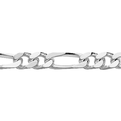 Bracelet chaîne maille alternée en argent rhodié, taille 19cm