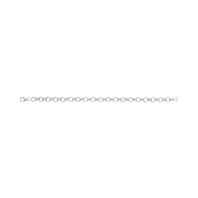 Bracelet chaîne maille jaseron en argent rhodié, taille 19cm