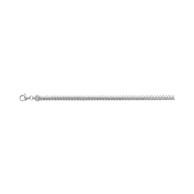 Bracelet chaîne maille anglaise en argent rhodié, taille 18cm