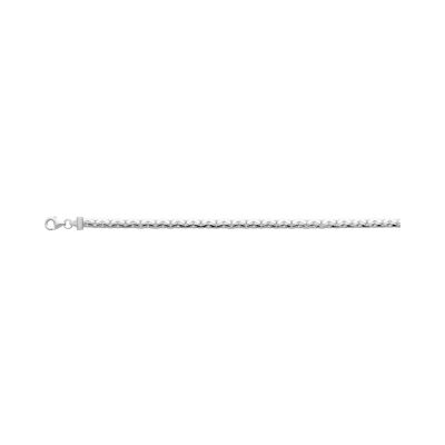 Bracelet chaîne maille haricot en argent rhodié