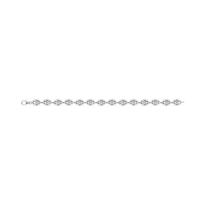 Bracelet chaîne maille grain de café en argent rhodié