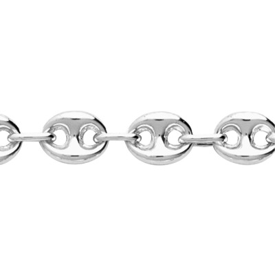 Collier maille grain-café en argent rhodié