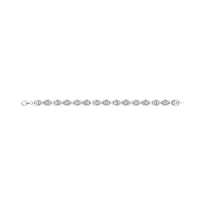 Collier maille grain-café en argent rhodié