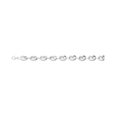 Collier maille grain-café en argent rhodié
