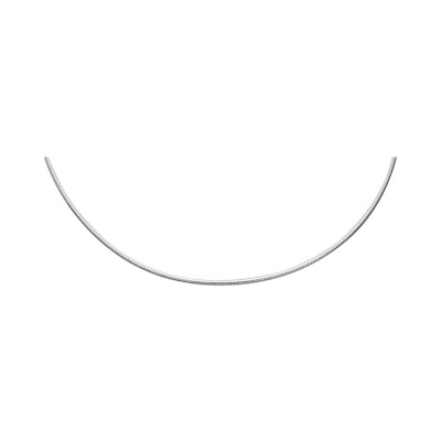 Collier maile omega ronde en argent rhodié, taille 42cm