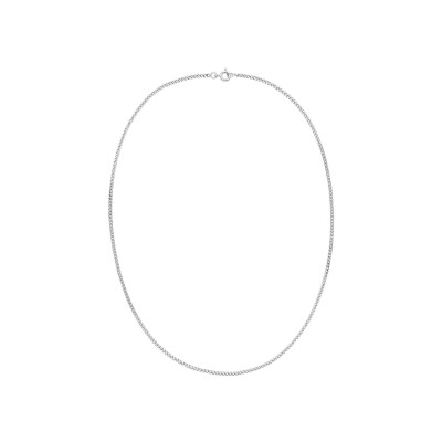 Collier chaîne maille gourmette en argent rhodié, taille 50cm