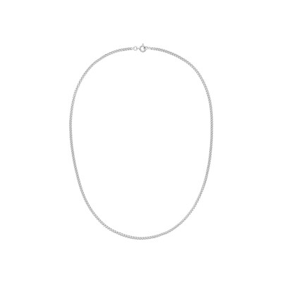 Collier chaîne maille gourmette en argent rhodié, taille 70cm