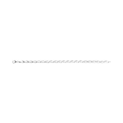 Bracelet chaîne maille cheval en argent rhodié, taille 19cm