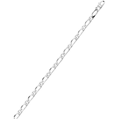 Bracelet chaîne maille alternée en argent rhodié