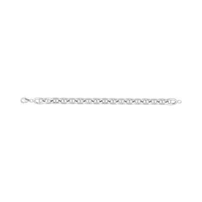 Bracelet chaîne maille forçat marine en argent rhodié