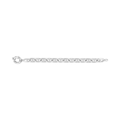 Bracelet chaîne maille forçat marine en argent rhodié