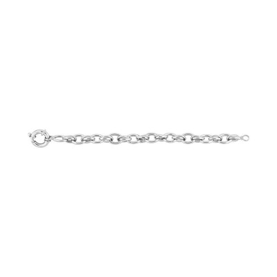 Bracelet chaîne maille jaseron double en argent rhodié