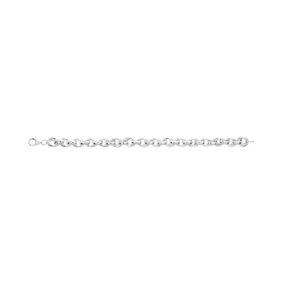 Bracelet chaîne maille jaseron en argent rhodié