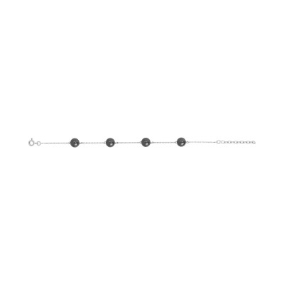 Bracelet en argent rhodié et hématite
