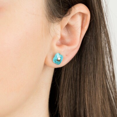 Boucles d'oreilles puces Morganne Bello Victoria en or jaune et turquoises