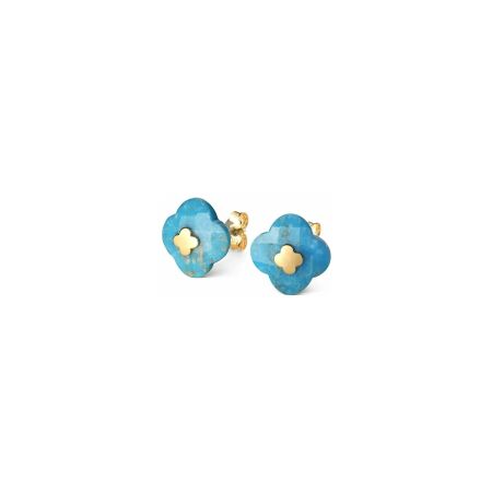 Boucles d'oreilles puces Morganne Bello Victoria en or jaune et turquoises