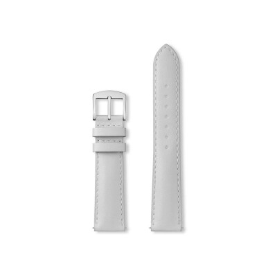 Bracelet montre Rochet New York en cuir satiné gris moyen, anse d'clic - 12mm
