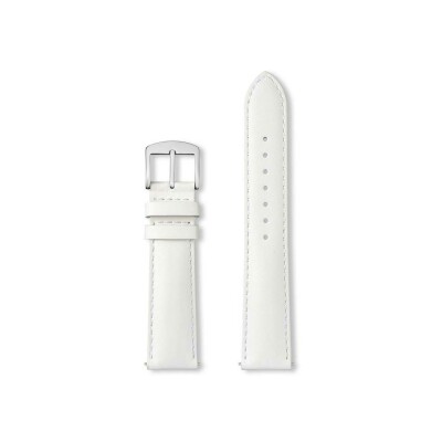 Bracelet montre Rochet New York en cuir satiné blanc, anse d'clic - 20mm