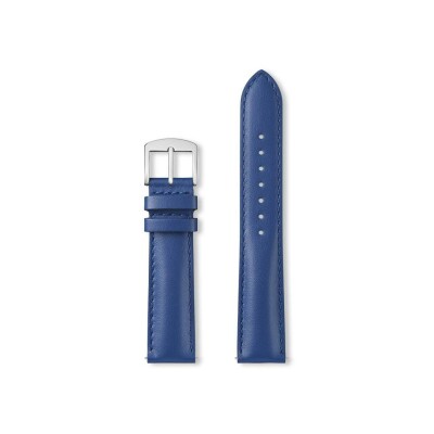 Bracelet montre Rochet New York en cuir satiné bleu roy, anse d'clic - 12mm
