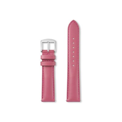 Bracelet montre Rochet New York en cuir satiné rose indien, anse d'clic - 18mm