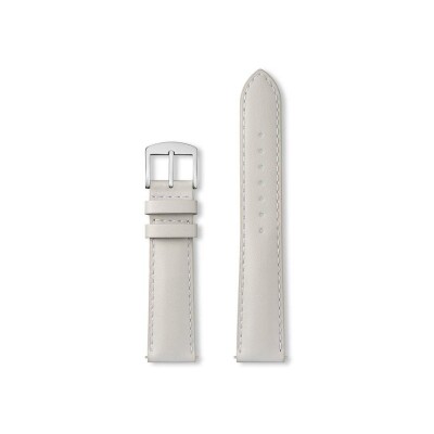 Bracelet montre Rochet New York en cuir satiné gris perle, anse d'clic - 18mm