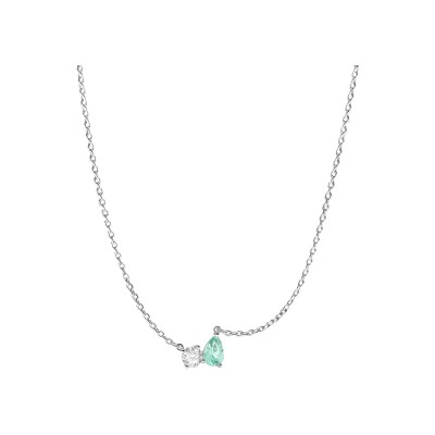 Collier Murat Toi&Moi Twist en argent rhodié et oxydes de zirconium