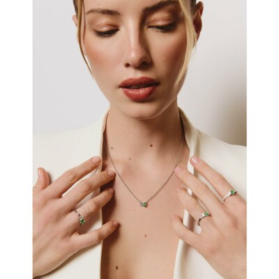 Collier Murat Toi&Moi Twist en argent rhodié et oxydes de zirconium