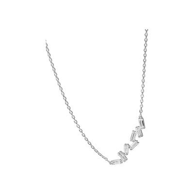 Collier Murat Miroir Twist en argent rhodié et oxydes de zirconium