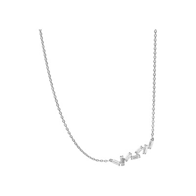 Collier Murat Miroir Twist en argent rhodié et oxydes de zirconium