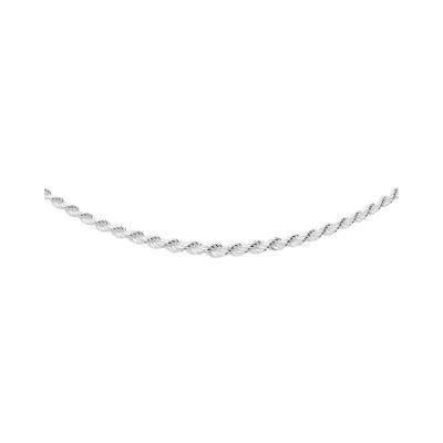 Collier chaîne maille corde en argent rhodié