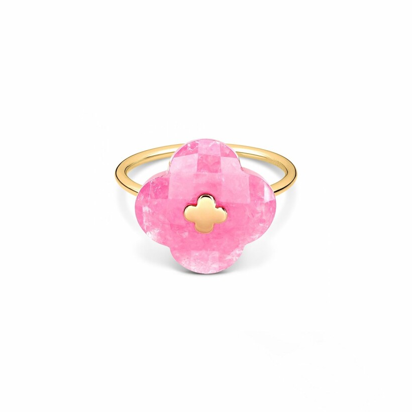 Bague Morganne Bello Victoria Trèfle en or jaune et rhodochrosite