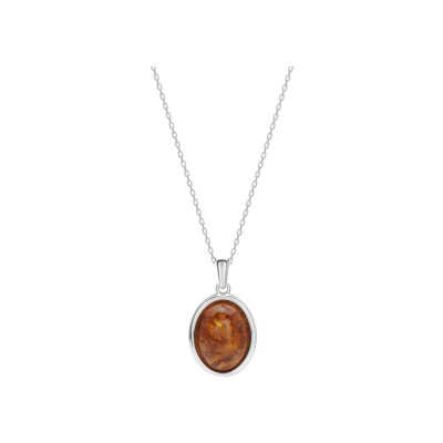 Collier en argent rhodié et ambre