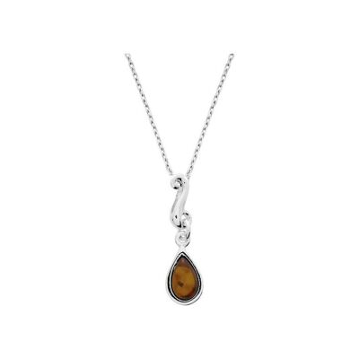 Collier en argent rhodié et ambre