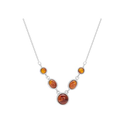 Collier en argent rhodié et ambre