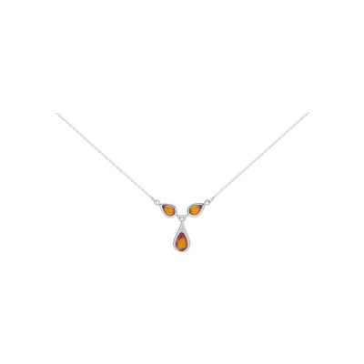 Collier en argent rhodié et ambre