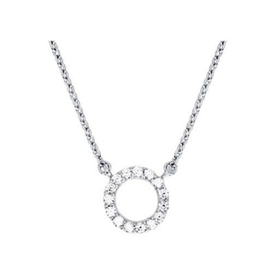 Collier en argent rhodié et oxyde de zirconium, taille 40cm