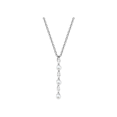 Collier Murat Sirène en argent rhodié, oxydes de zirconium et perle d'imitation